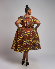 Women's Ankara Slide Shoulder Midi Dress