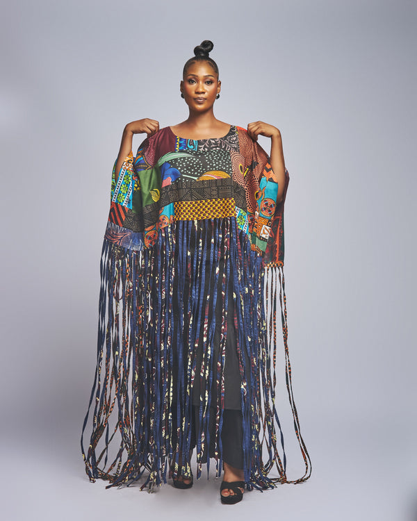 Multicolor Tribal Print Fringe Dress