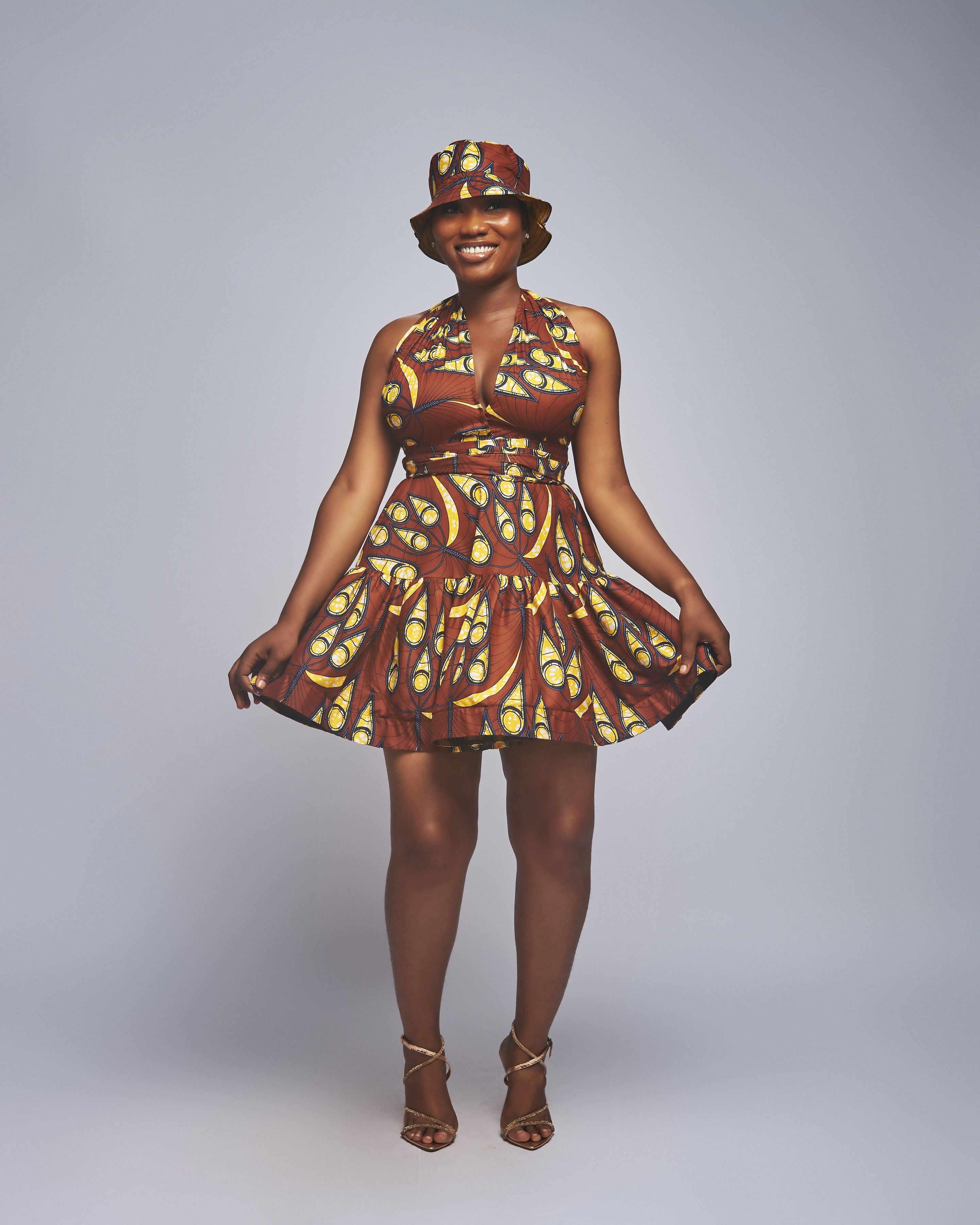 Ankara Blossom Tiered Mini Dress