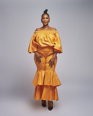 Off Shoulder Double Bell Pants Set