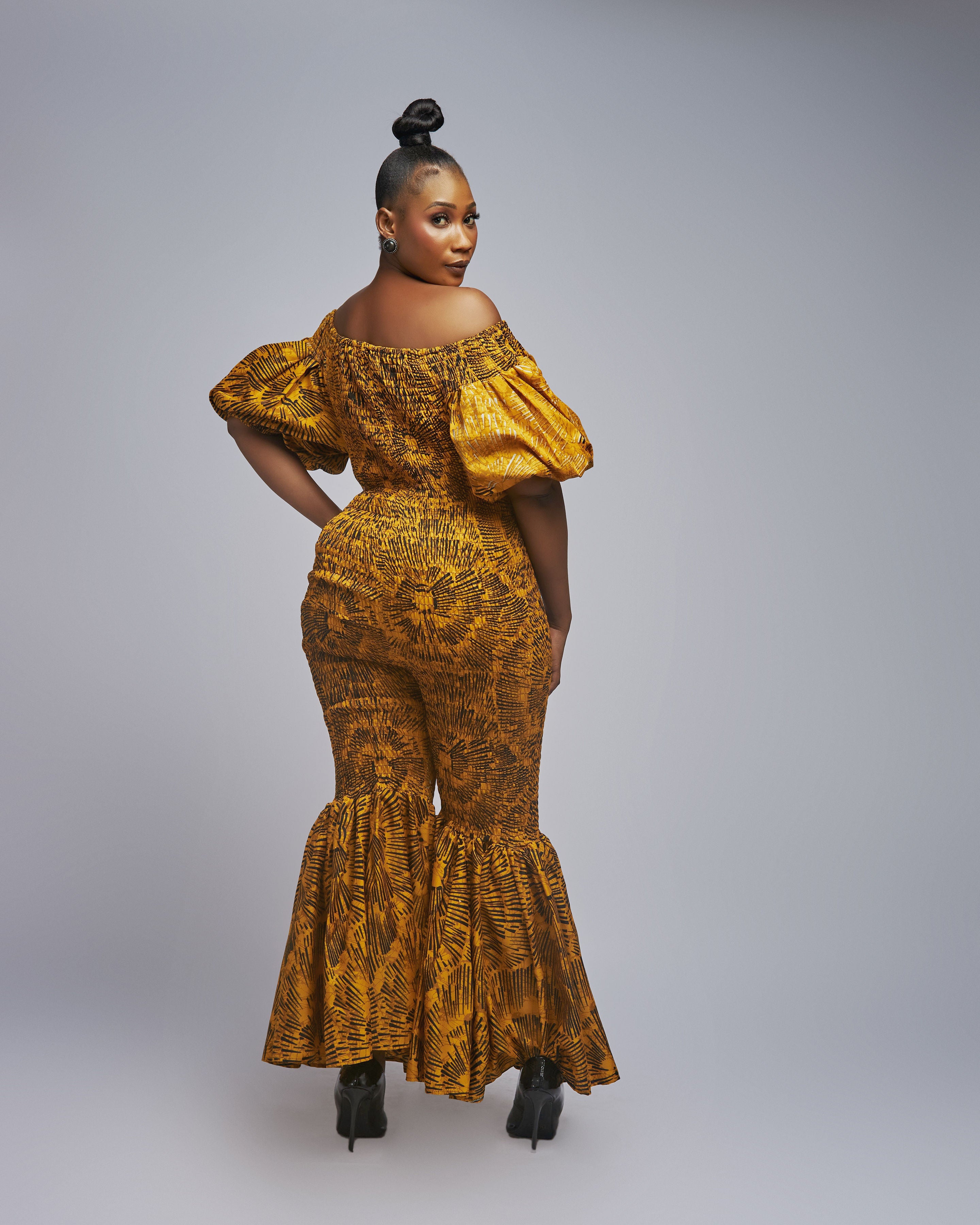 flare bottom dress Flared Jumpsuit with African Style | Women’s Contemporary Look XL