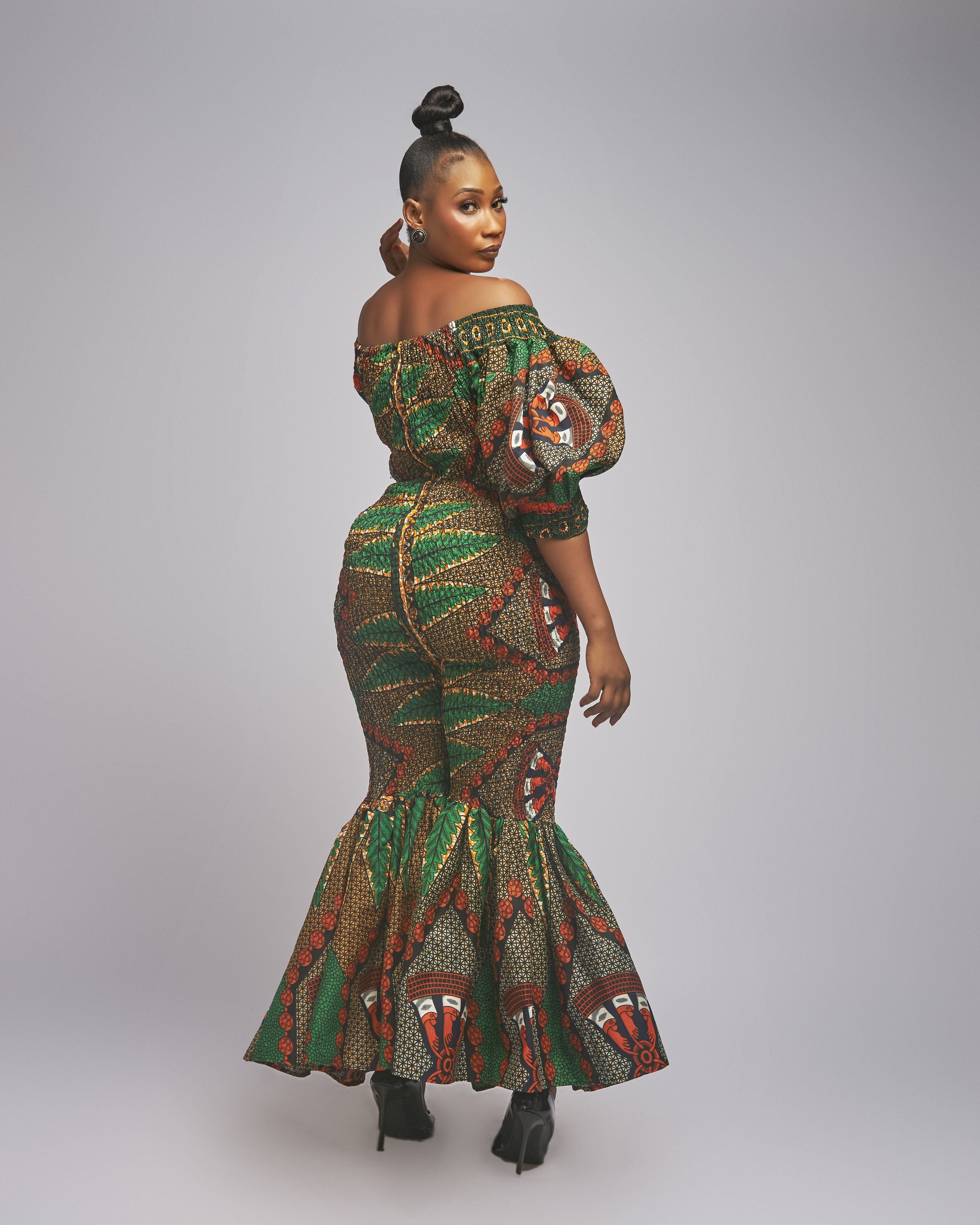 flare bottom dress Flared Jumpsuit with African Style | Women’s Contemporary Look XL