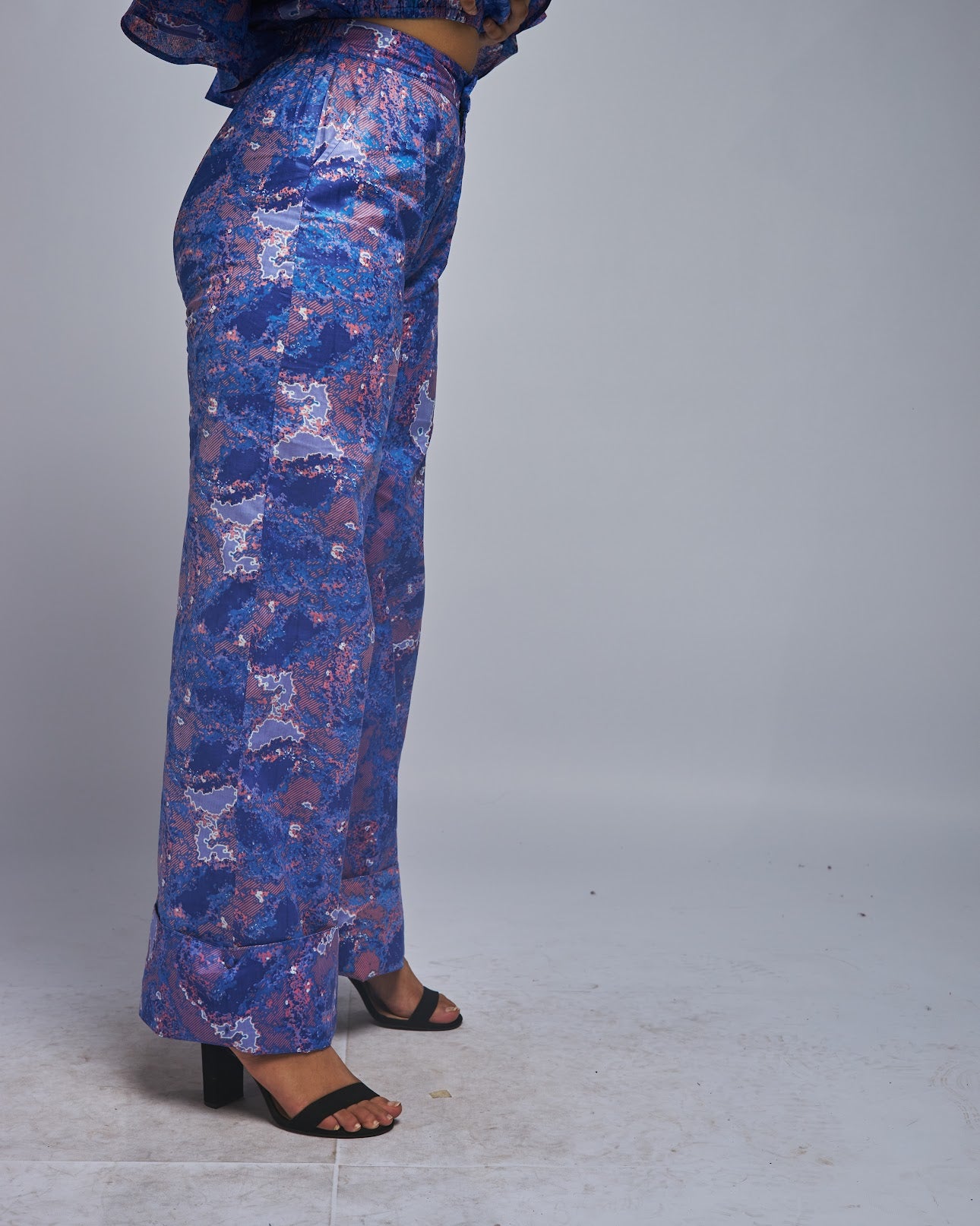 African Print Double Layer Crop Top and Pants Set