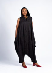 Detachable Sleeve Jumpsuit w/Hood - Black