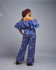 African Print Double Layer Crop Top and Pants Set