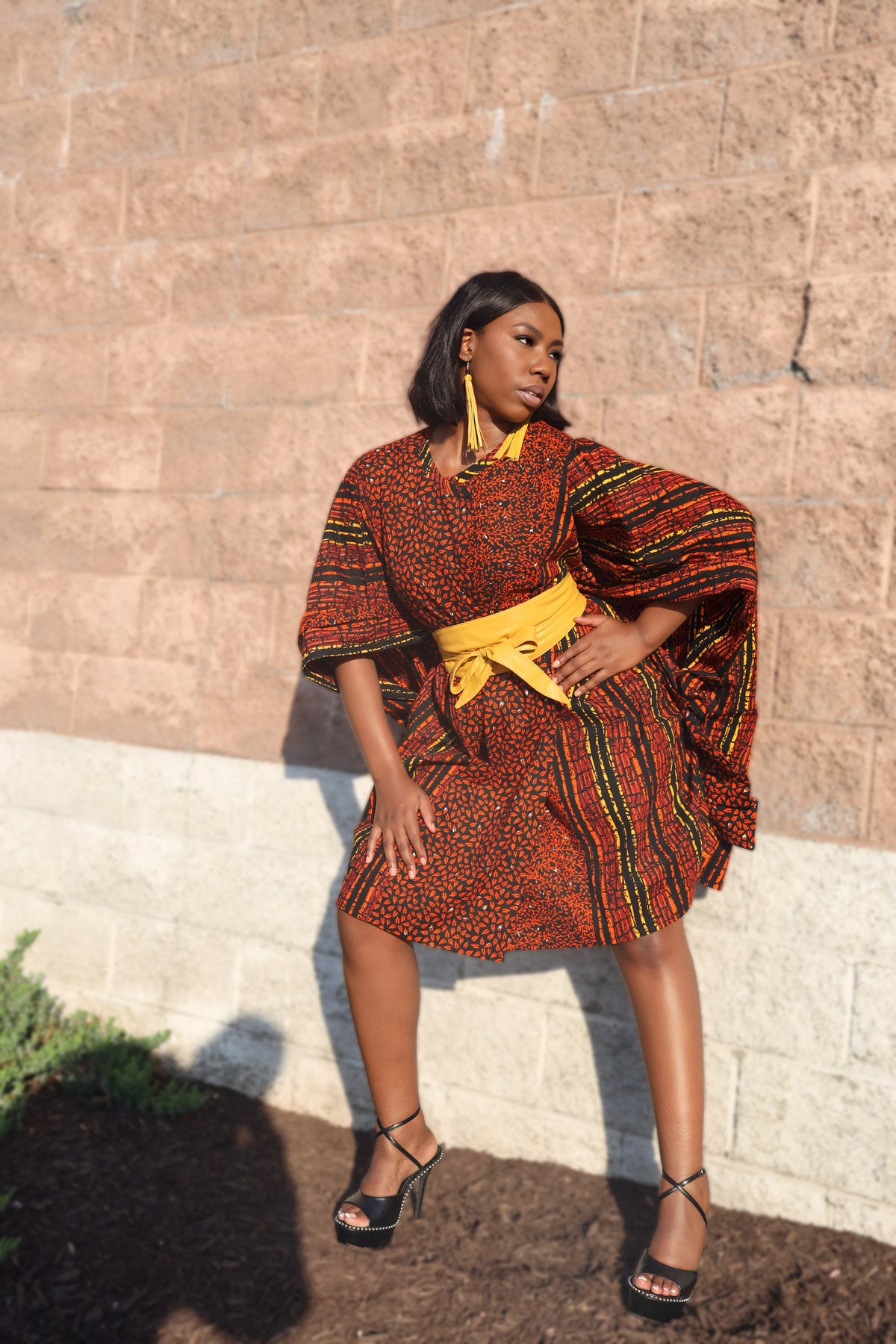 Women's Wide Sleeve Wax Print Dress/Top