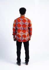 Men's Vibrant African Print Long-Sleeve Shirt