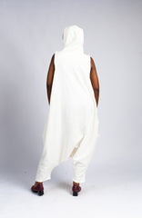 Detachable Sleeve Jumpsuit w/Hood - White