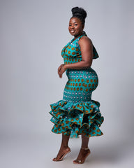 Ankara Elastic Form Fitting Halter Dress