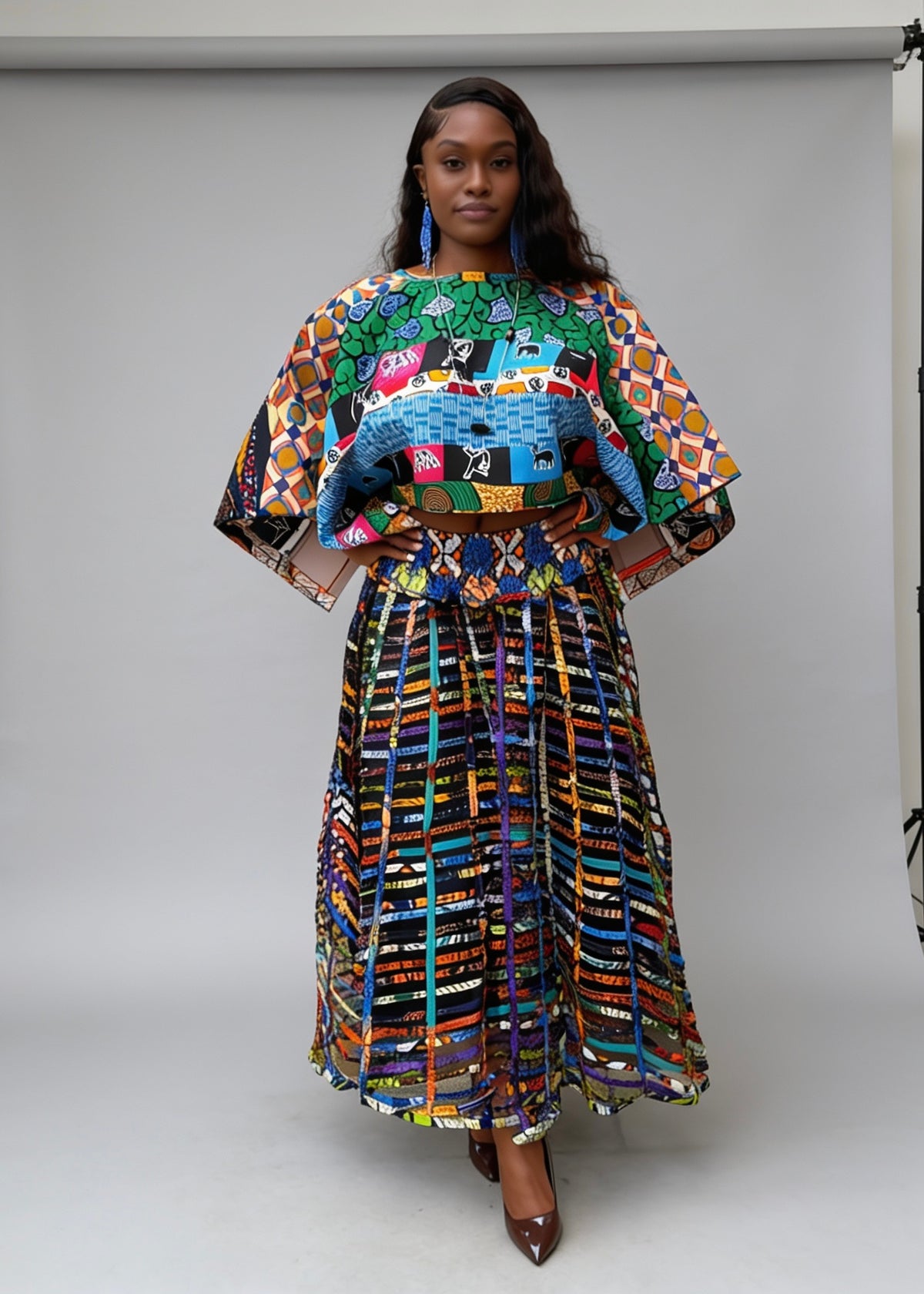 Luxury Wax Print Mesh Skirt
