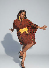 Women's Wide Sleeve Wax Print Dress/Top