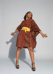 Women's Wide Sleeve Wax Print Dress/Top