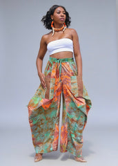 Women's Wide Leg Artistic Structure Batik Pants