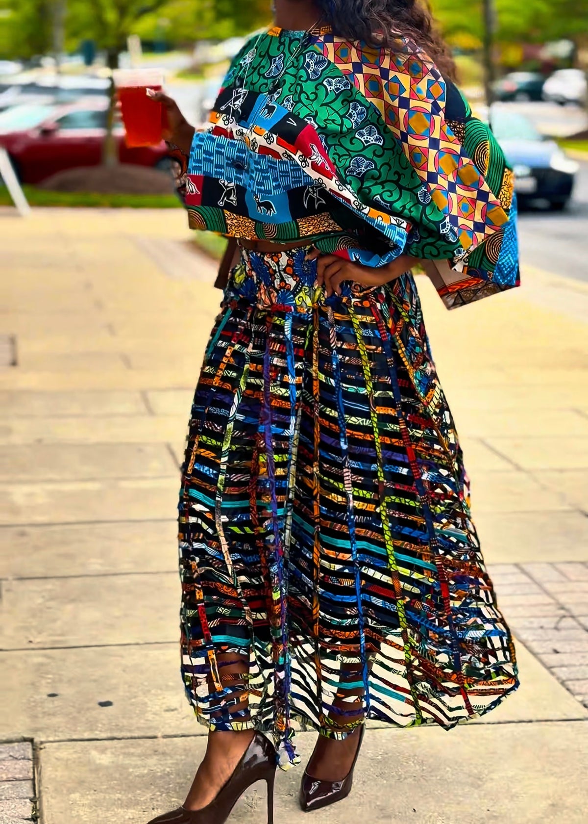 Luxury Wax Print Mesh Skirt