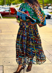 Luxury Wax Print Mesh Skirt