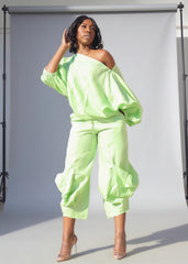 Women's Linen Dropped Shoulder Pants Set