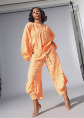 Women's Linen Dropped Shoulder Pants Set