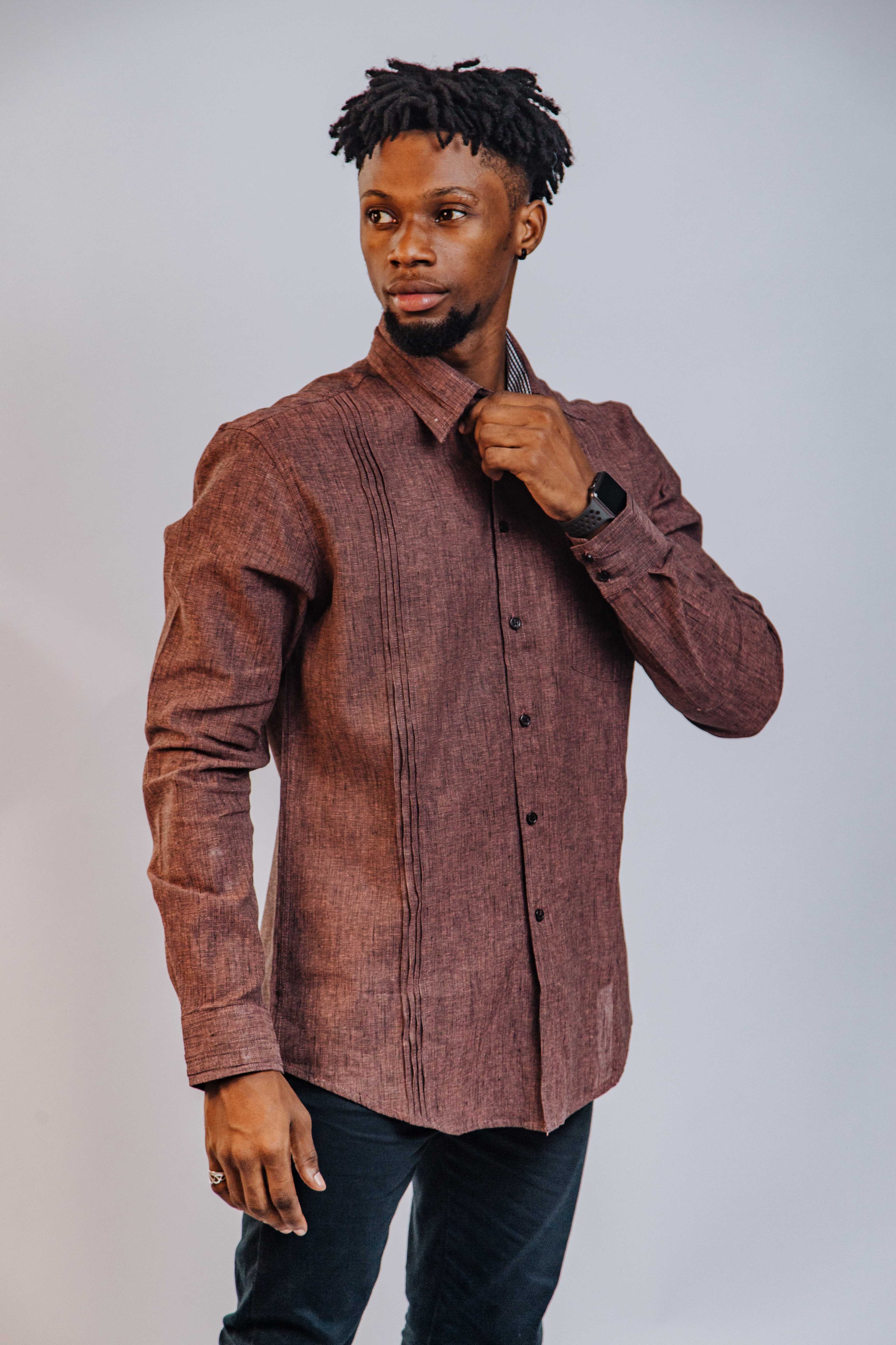 long sleeve mens linen dress shirts Mens 100% Linen Long Sleeve Button-Down Shirt