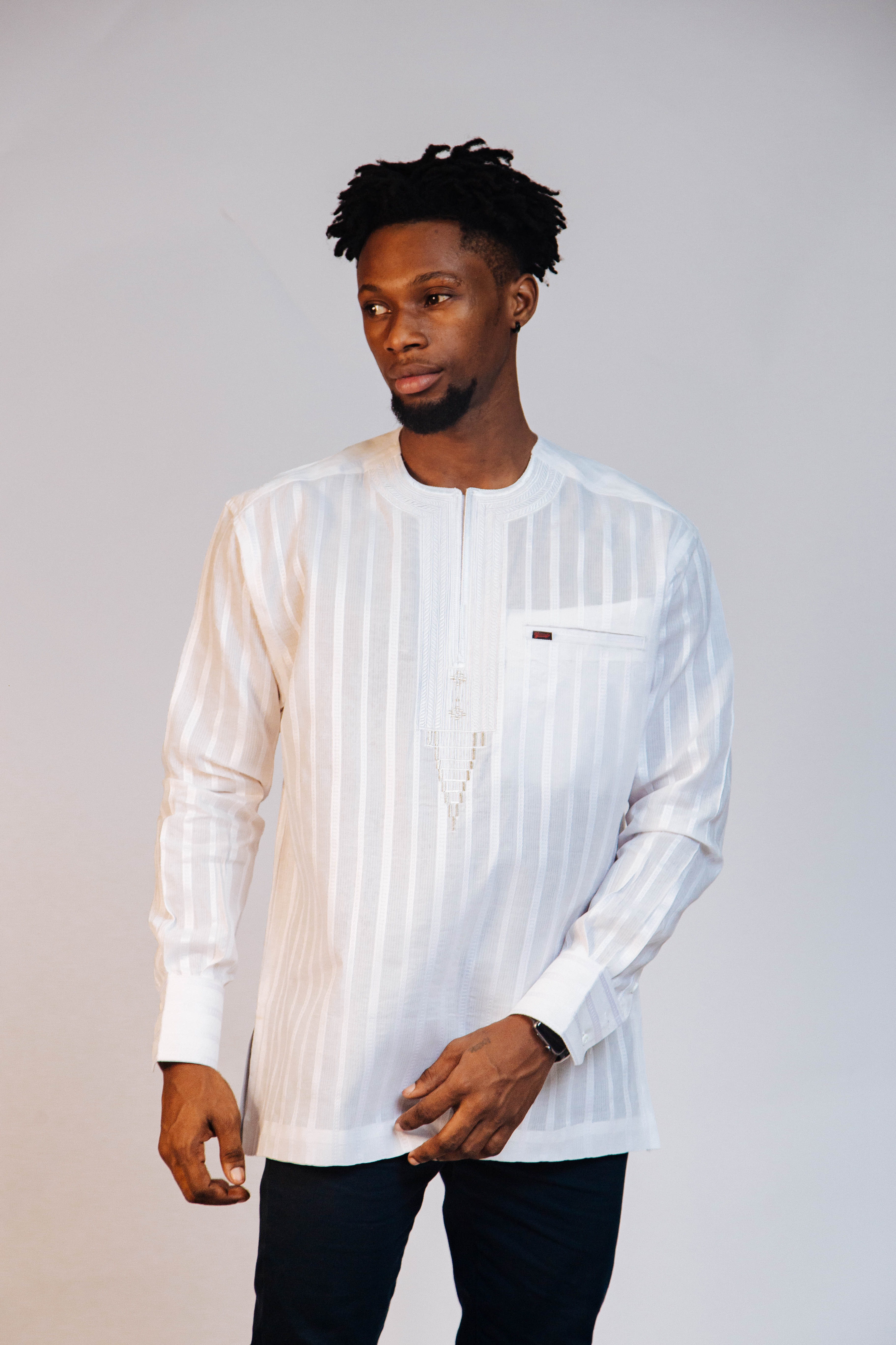 Voile Cotton Man's Long Sleeve Shirt