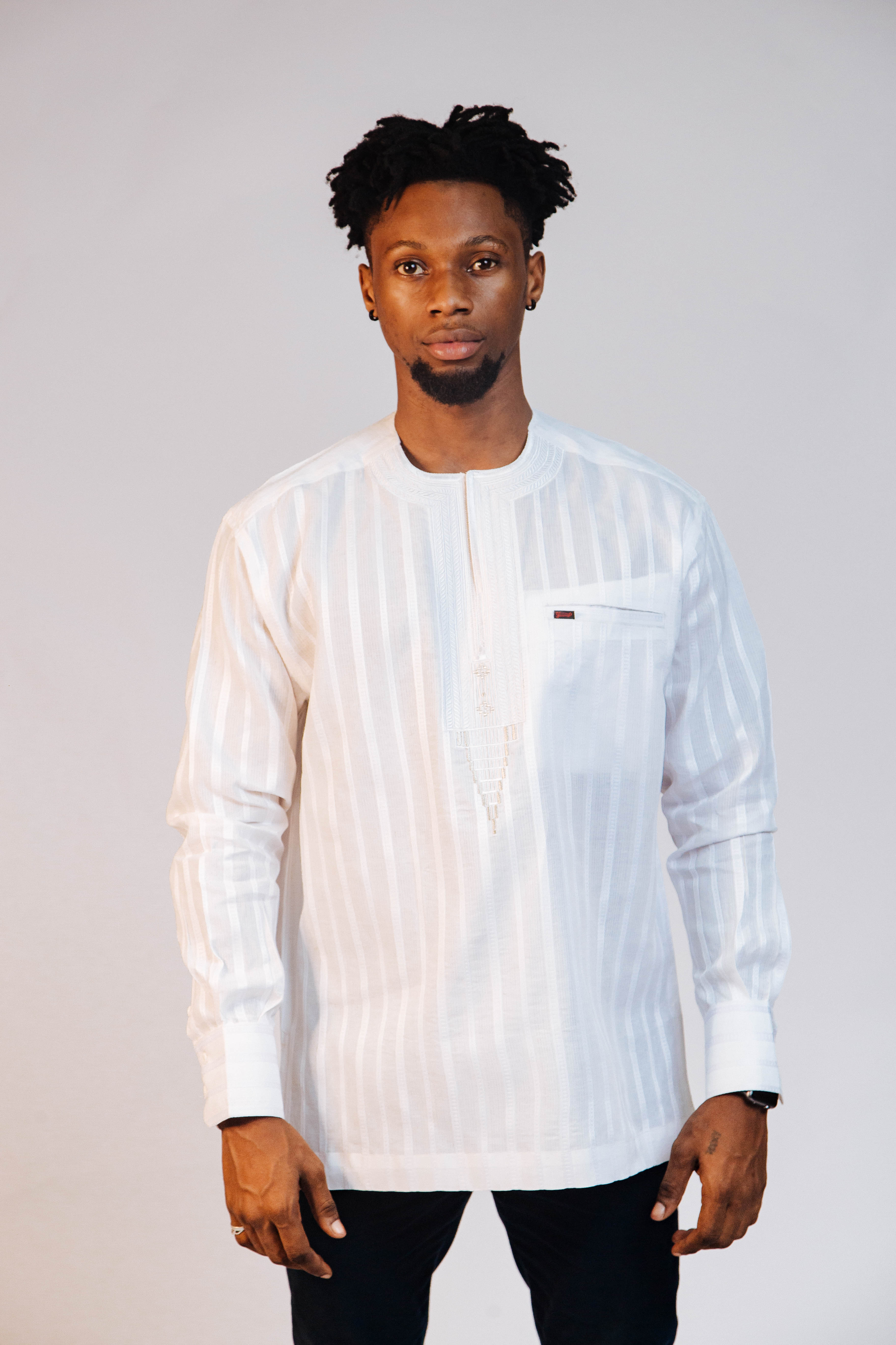 Voile Cotton Men’s Long Sleeve Shirt – Elegant & Comfortable Dress Shirt White / 3XL / Voile Cotton