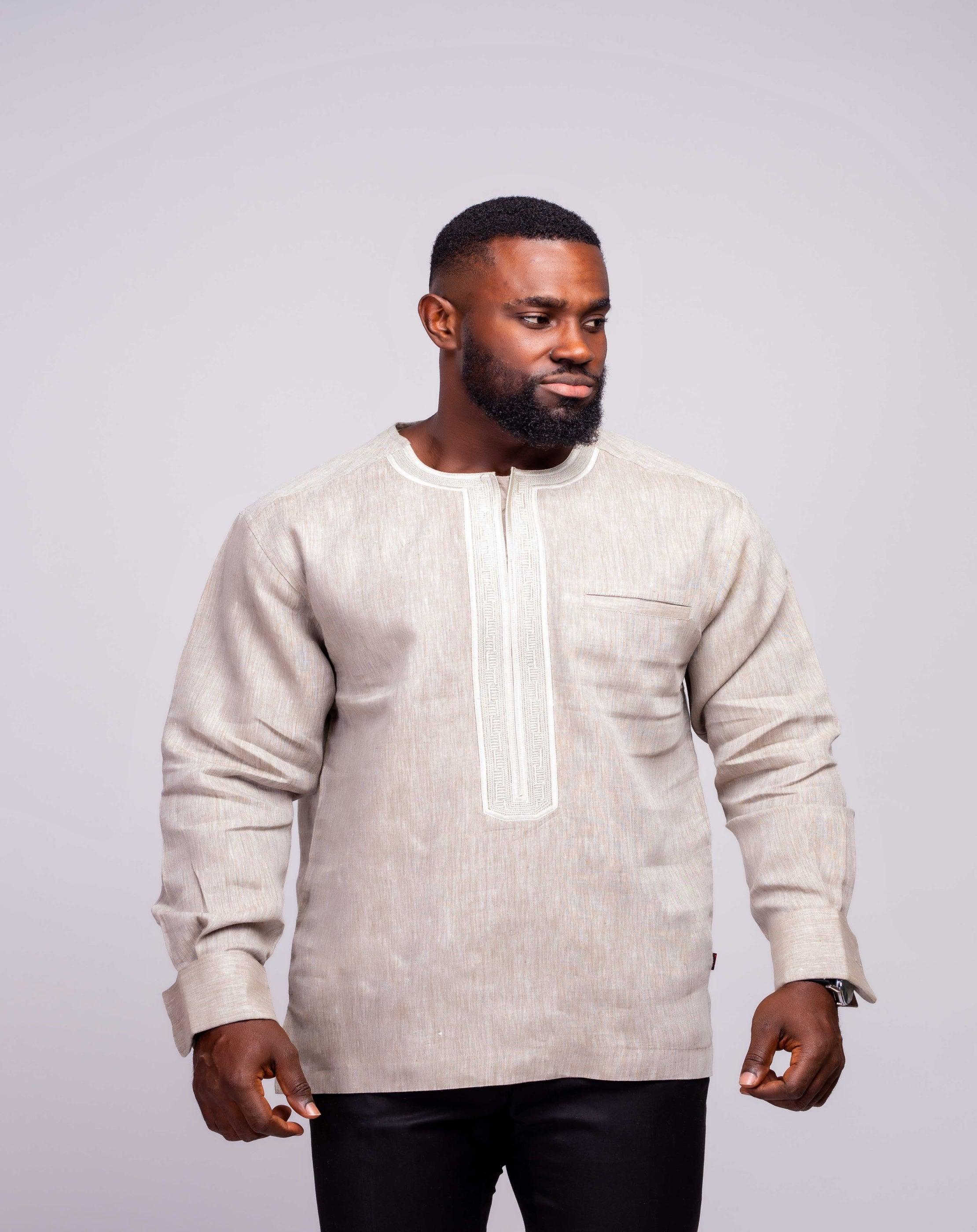 Linen Men's Shirt (Long Sleeves) - YvonneEx