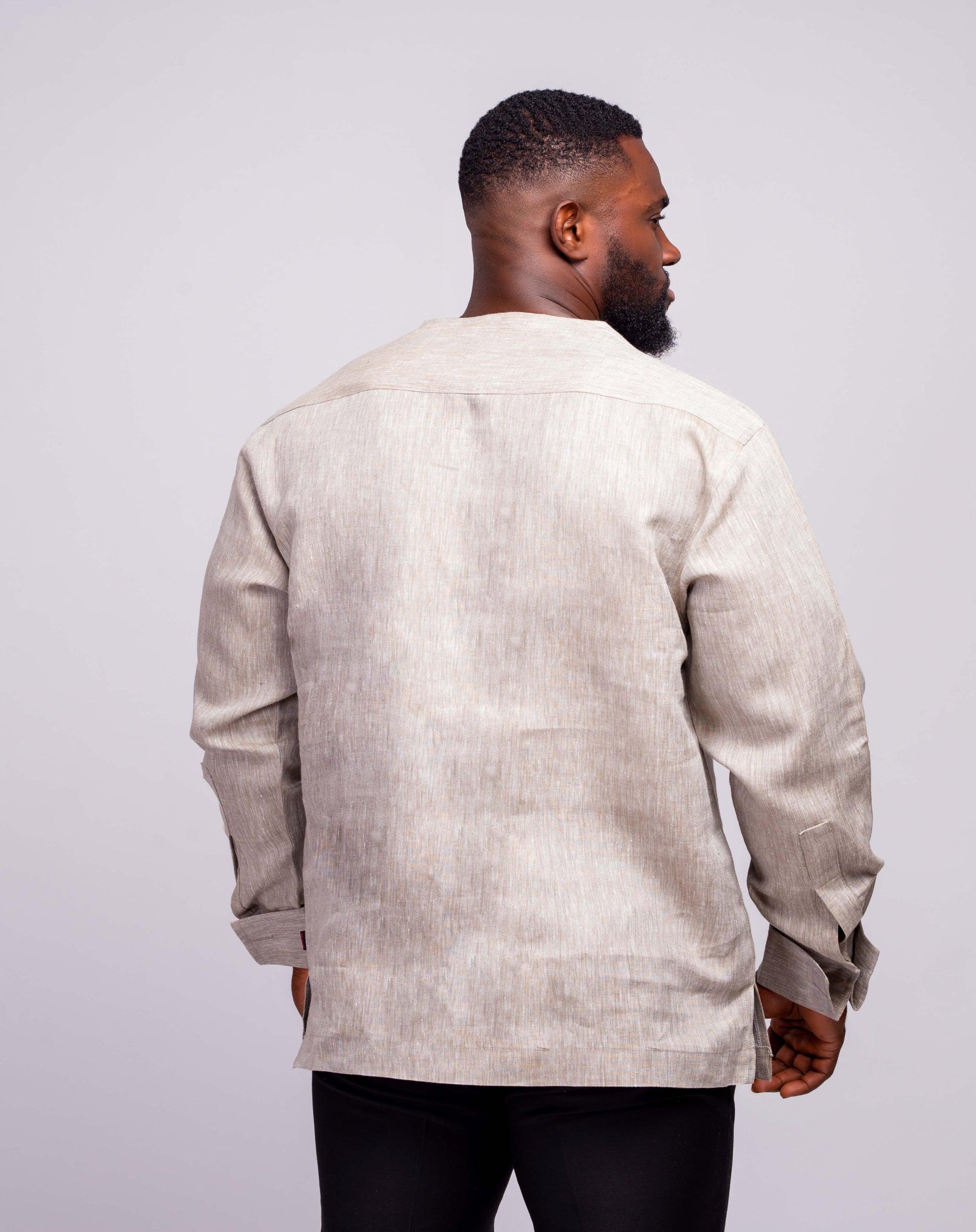Linen Men's Shirt (Long Sleeves) - YvonneEx