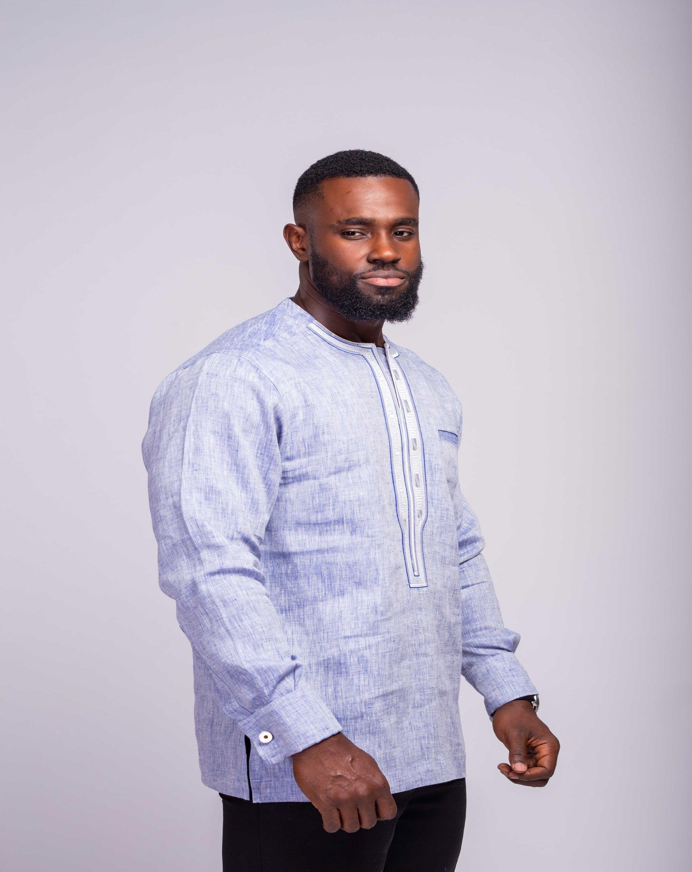 Linen Men's Shirt (Long Sleeves) - YvonneEx