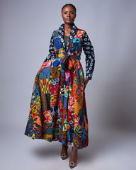 Ankara Patched Long Jacket Dress