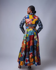 Ankara Patched Long Jacket Dress