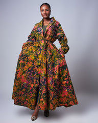 Batik Patched Long Jacket Dress