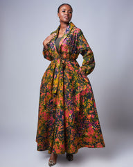 Batik Patched Long Jacket Dress