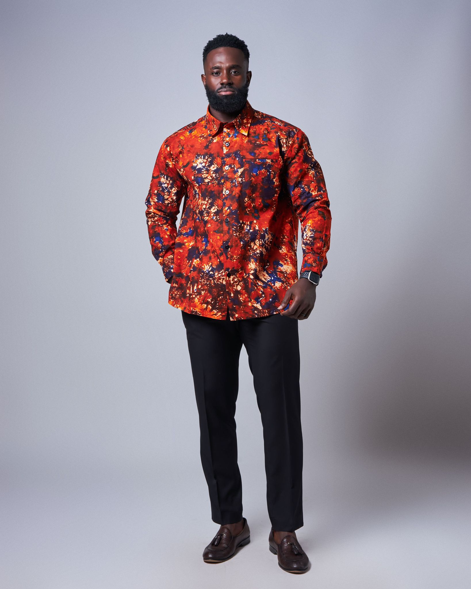 batik dress shirt Men's Long Sleeve Batik Shirt: Traditional Indonesian Dobby Cloth